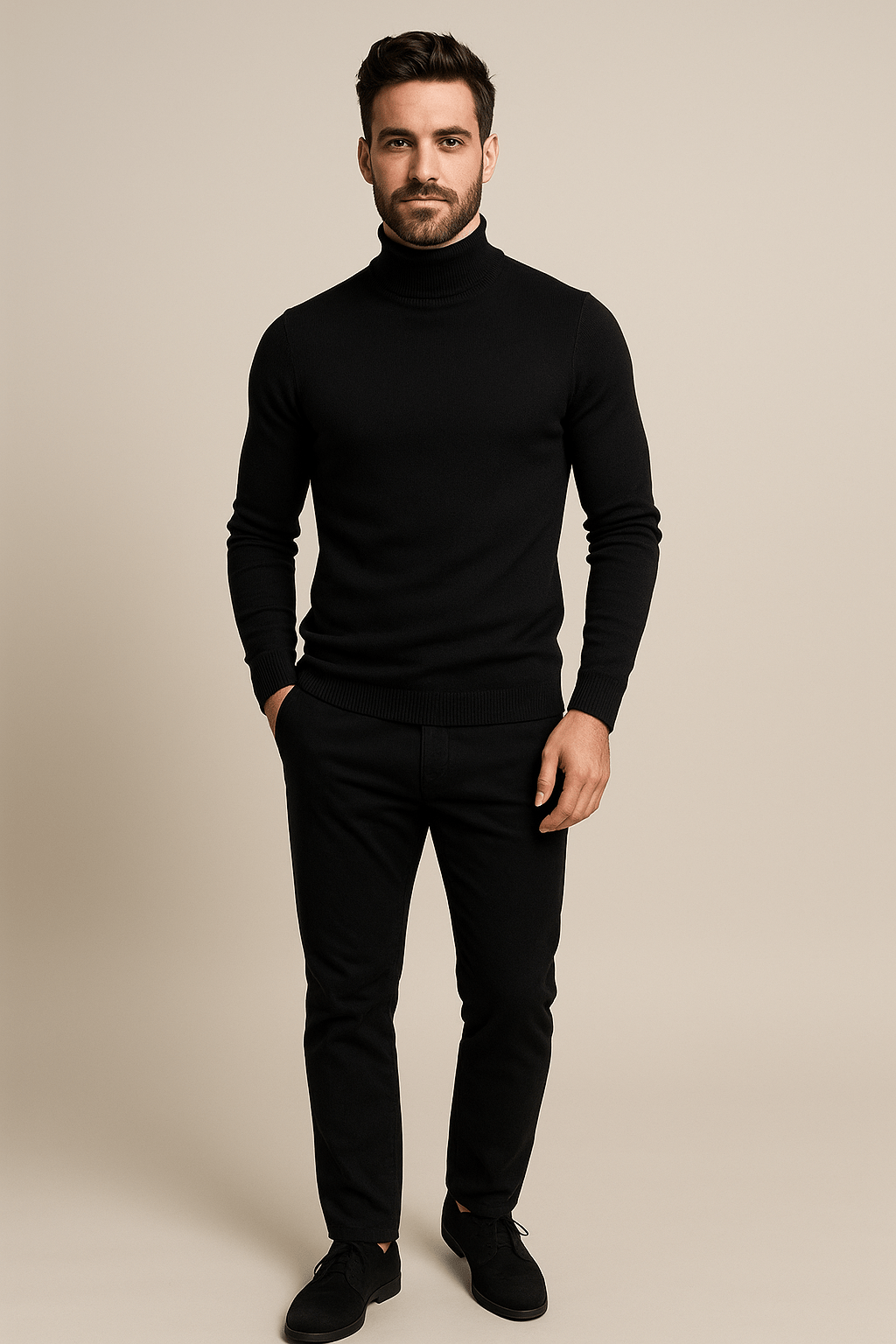 Męski sweter z golfem w slim fit – elegancki pulower