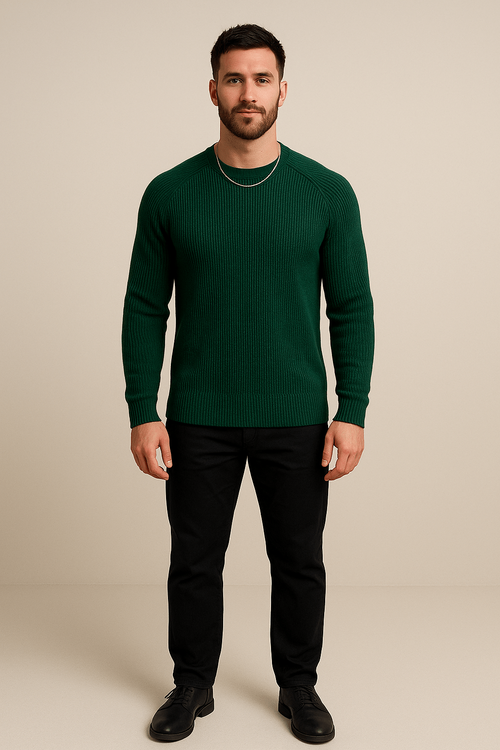Męski Sweter z Żebrowanym Splotem – Wyrafinowany Slim Fit Crewneck