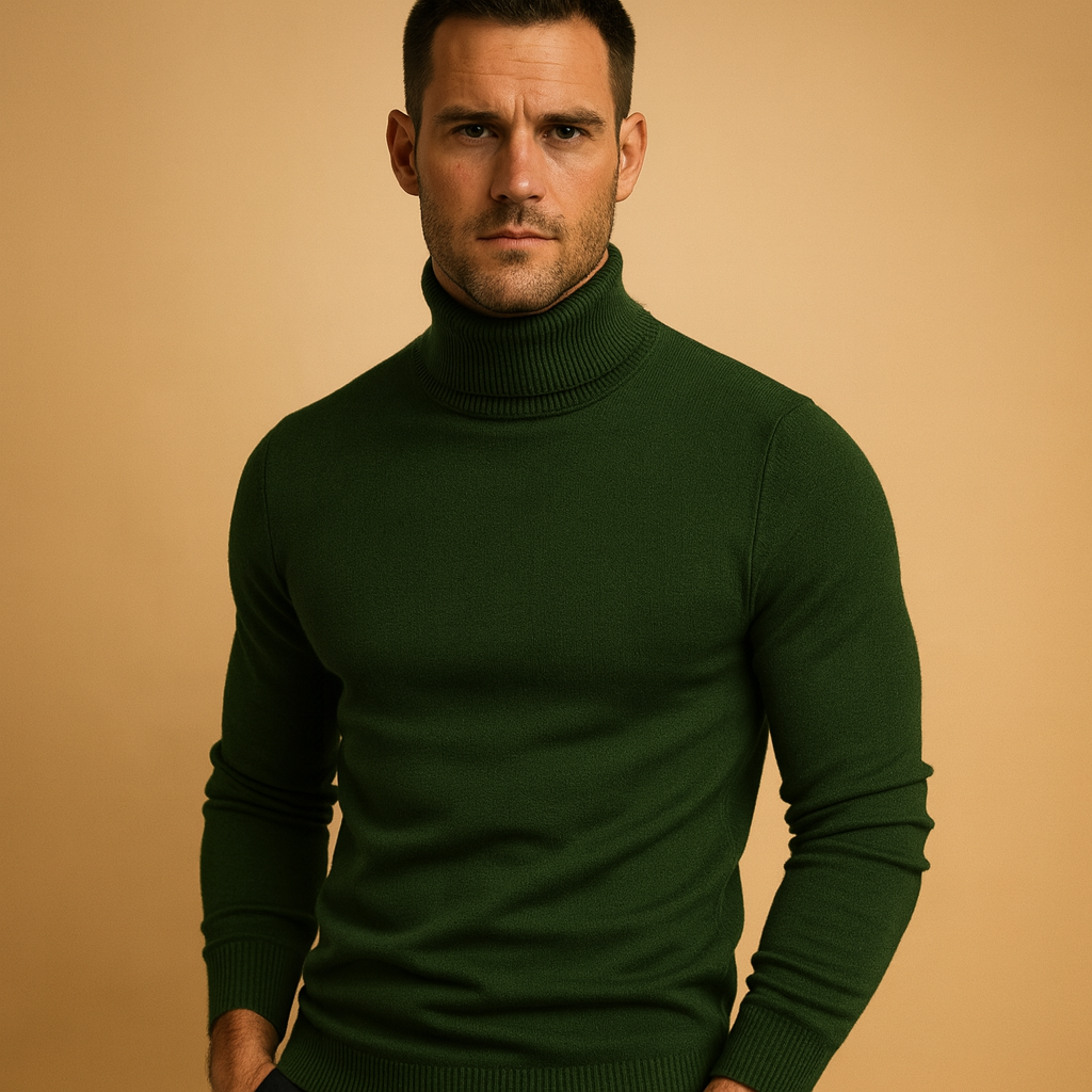 Męski sweter z golfem – Ciepły Slim Fit sweter