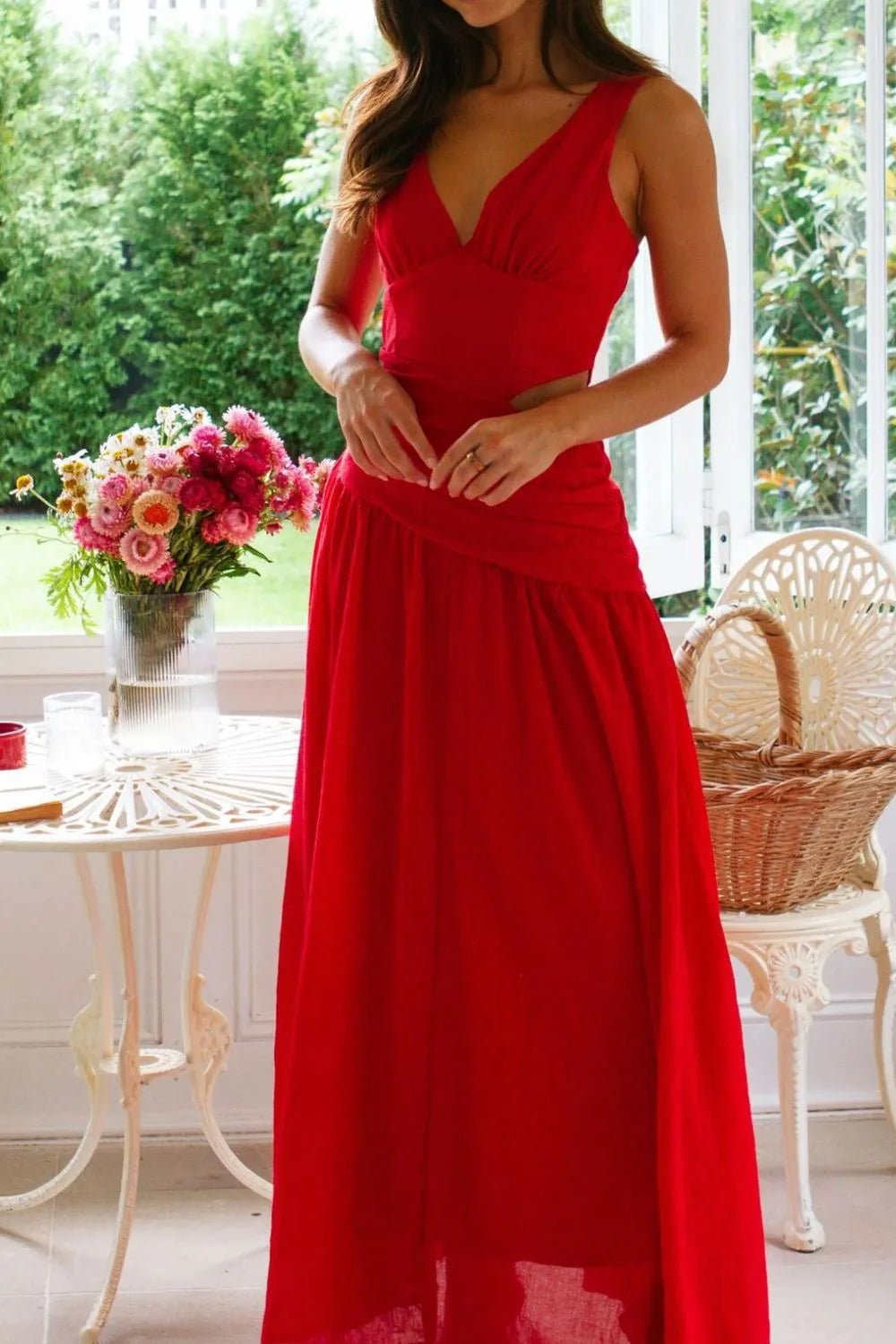 Lolita Wycięte Gerafftes Maxikleid