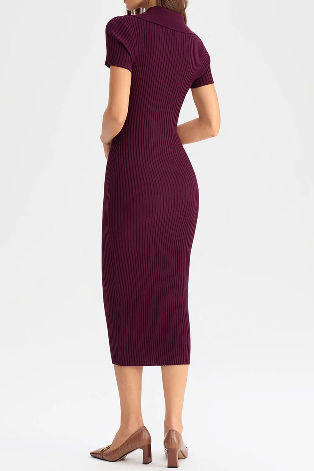 Sukienka Midi z prążkowanym Splotem