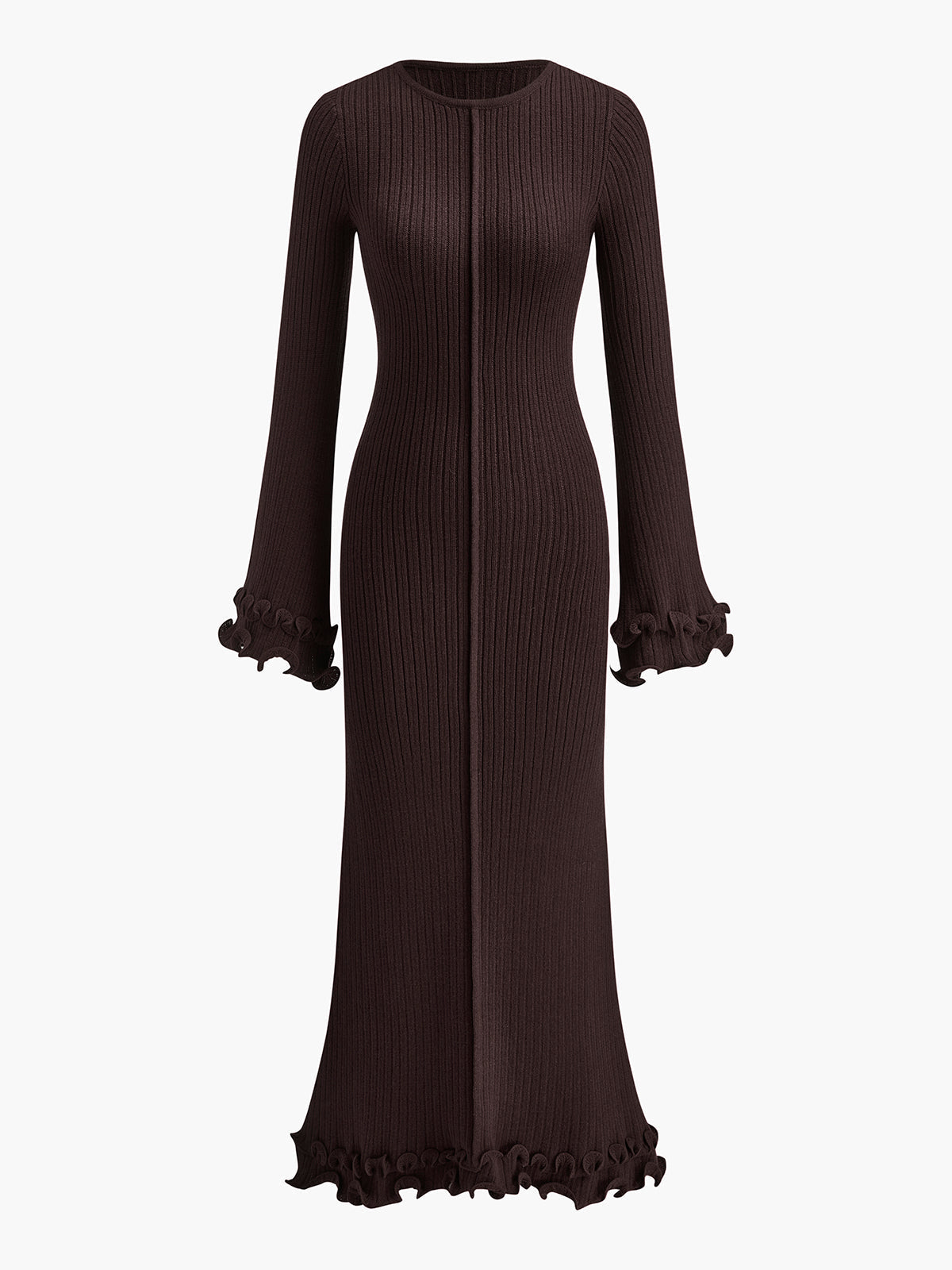 Sukienka Maxi Eleganta od Dzianiny do Troczkiem