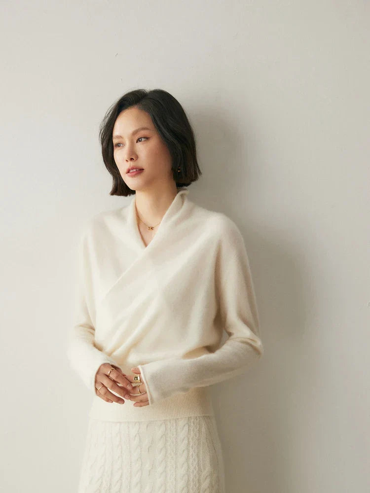 Damski Sweter z Kaszmiru - Sweter Miękkiter w Stylu Crossover