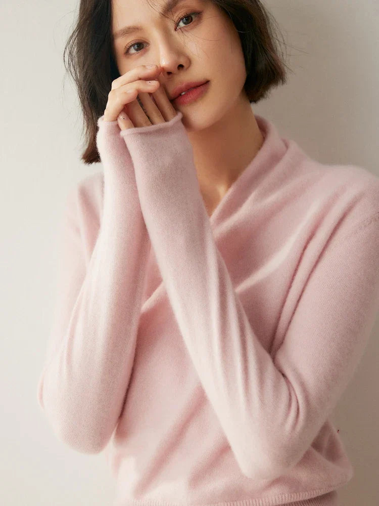 Damski Sweter z Kaszmiru - Sweter Miękkiter w Stylu Crossover