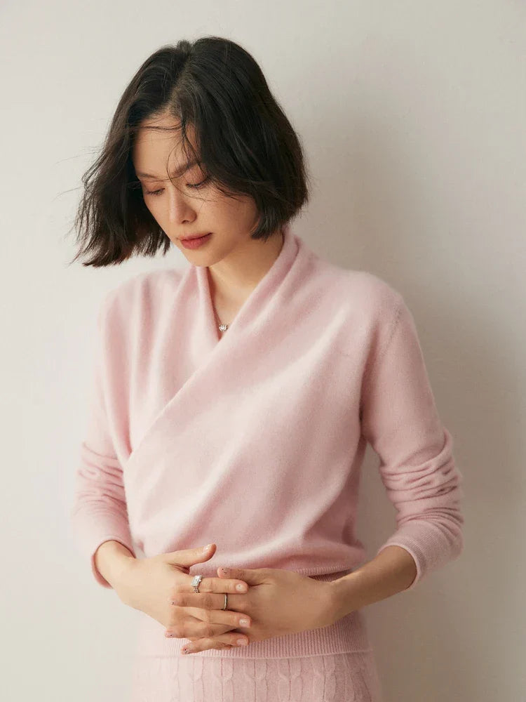 Damski Sweter z Kaszmiru - Sweter Miękkiter w Stylu Crossover