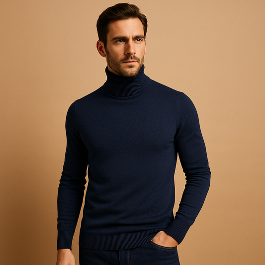 Męski sweter z golfem – Ciepły Slim Fit sweter
