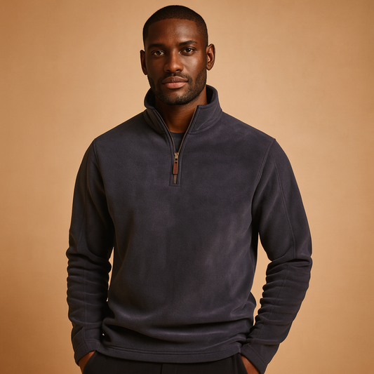 Męski Polar z Połową Zippera - Ciepły Pulower