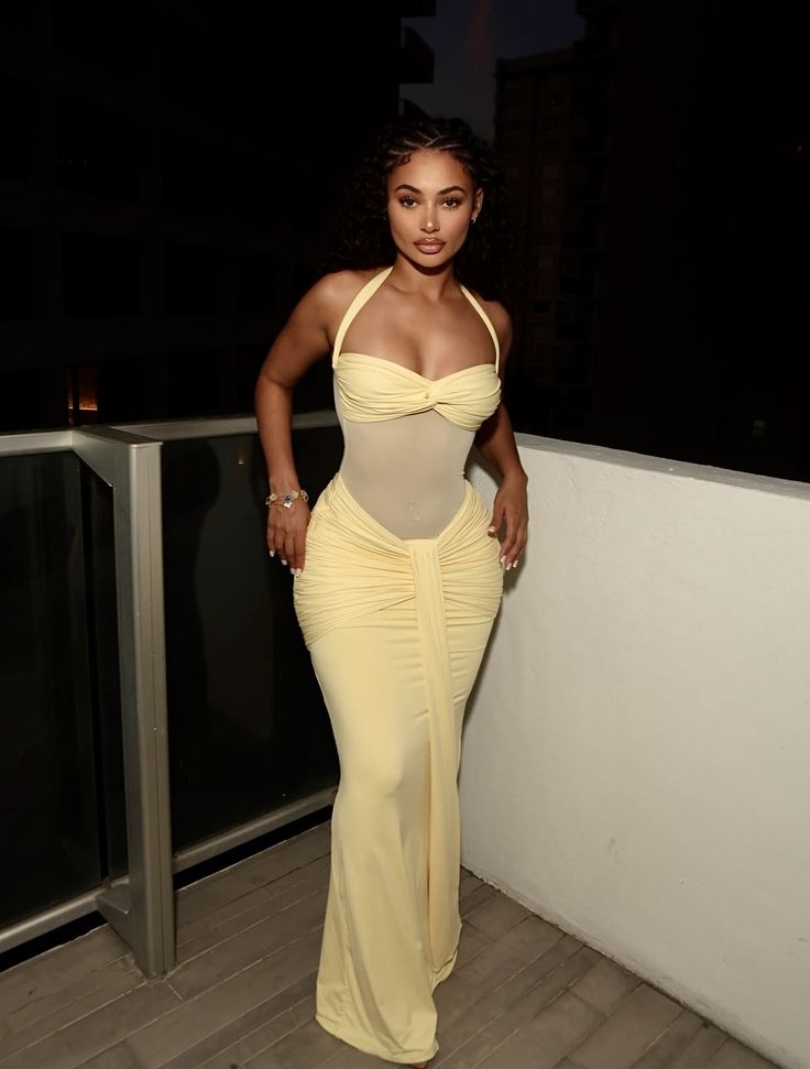 Bianca Mesh-Cami-Bodycon-Maxikleid z Taillenband
