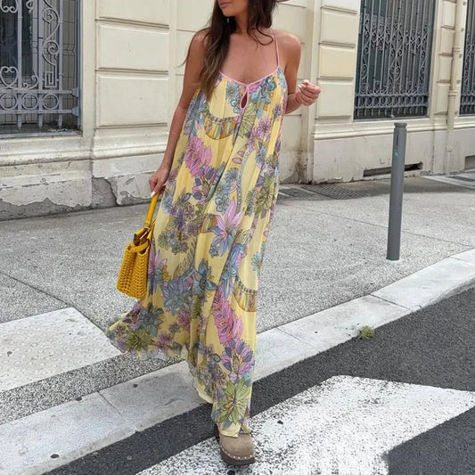 Sukienka Cami Bianca w Kwiaty z Chiffonu