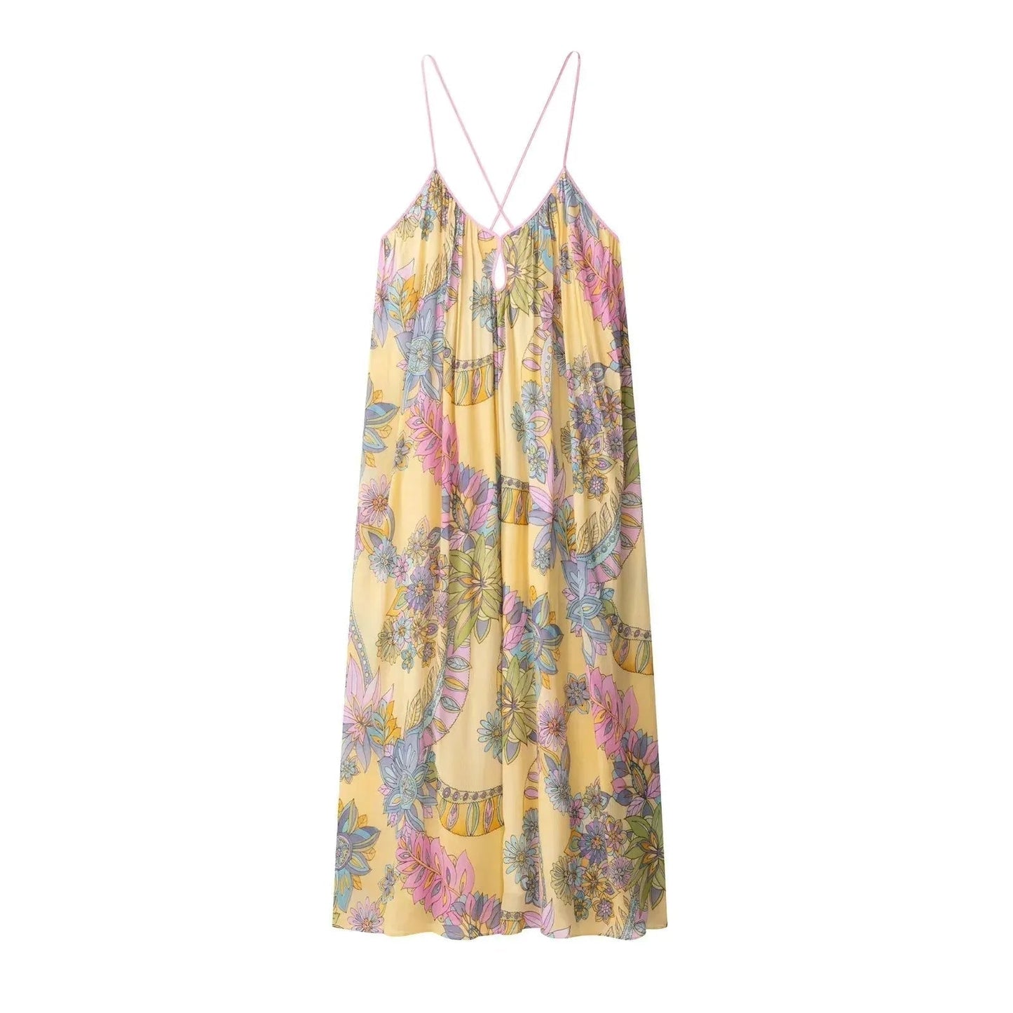 Sukienka Cami Bianca w Kwiaty z Chiffonu