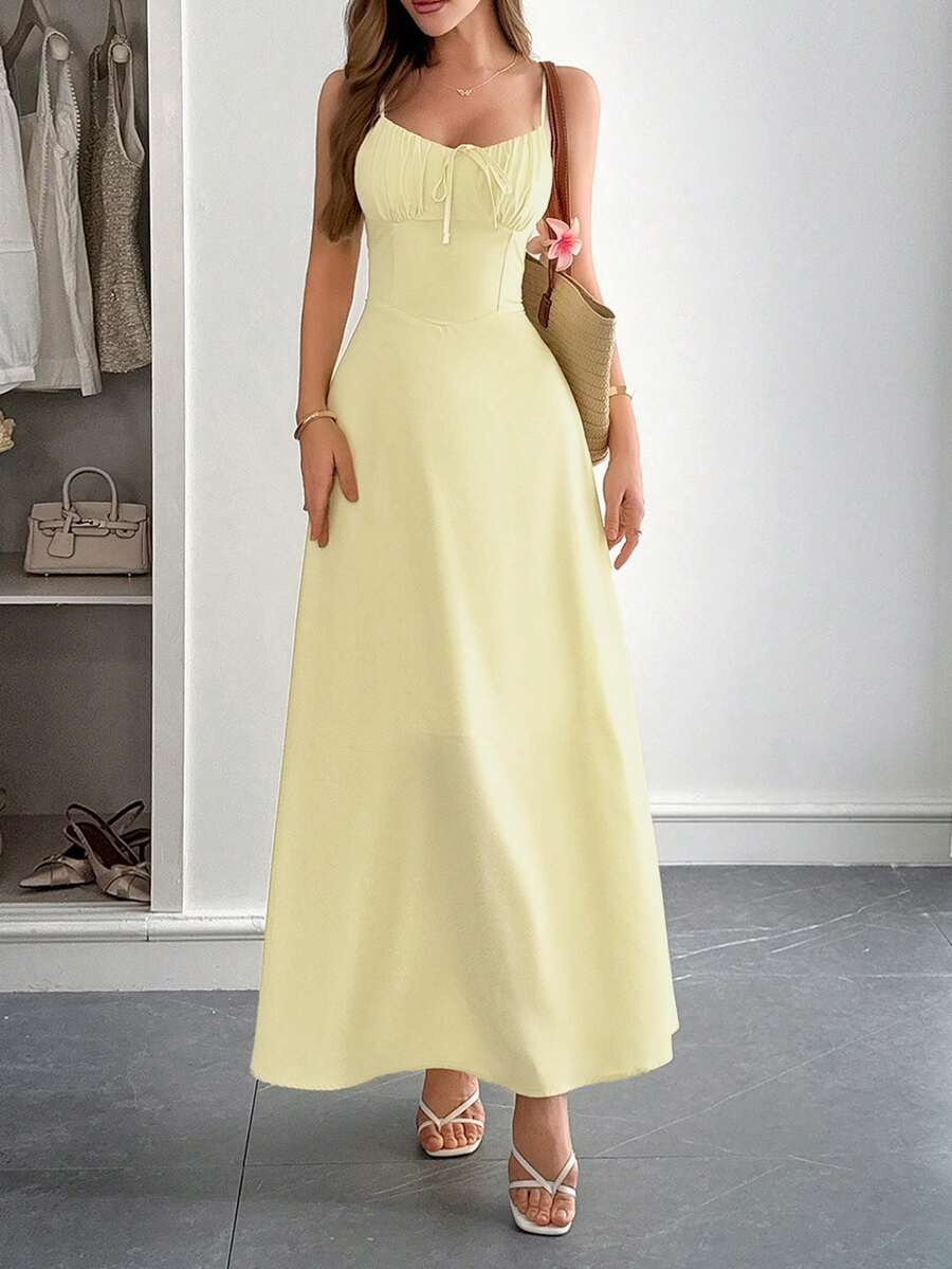 Bianca Maxi-Kleid z marszczoną talią