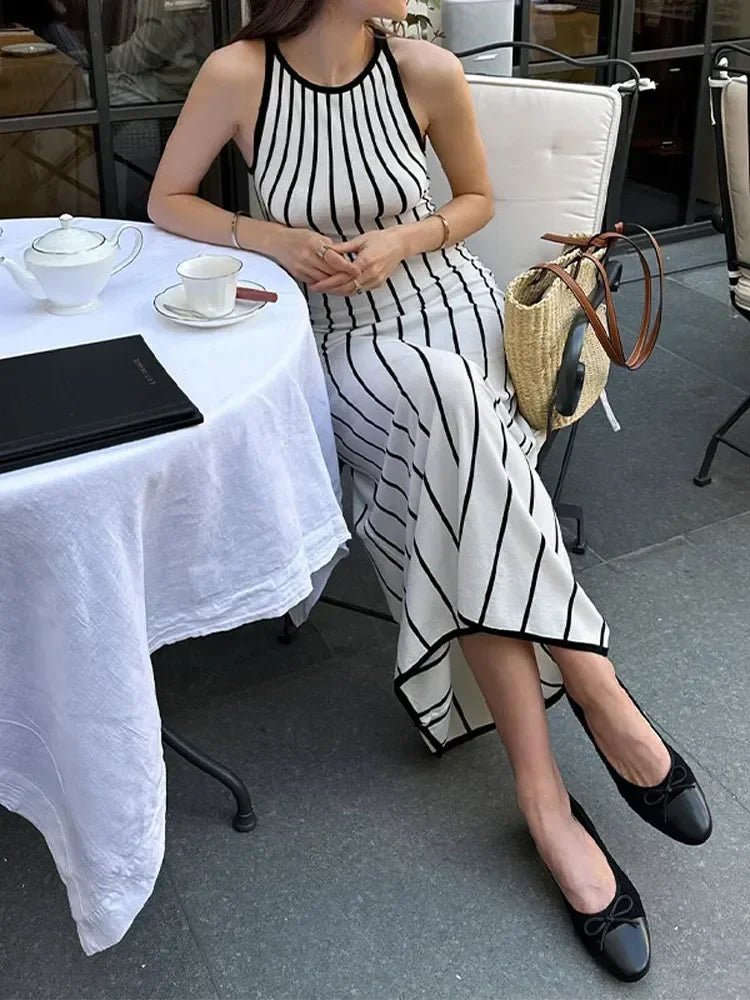 Sukienka maxi bez rękawów Flora w paski