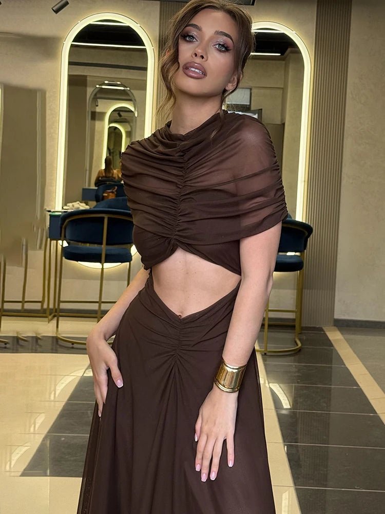 Miranda Rękawowe Bodycon Maxi Sukienka