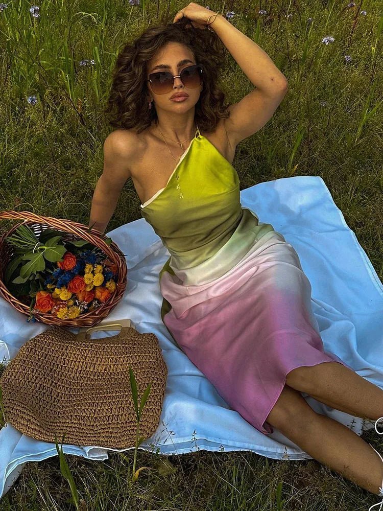 Sukienka asymetryczna Off-Shoulder Natasha