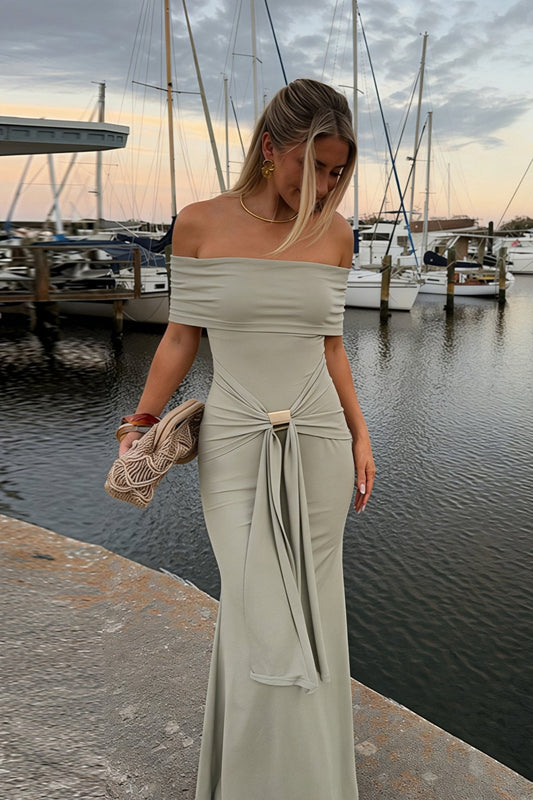 Sukienka Sophia Off-Shoulder Bodycon Maxi z wiązanymi ramiączkami