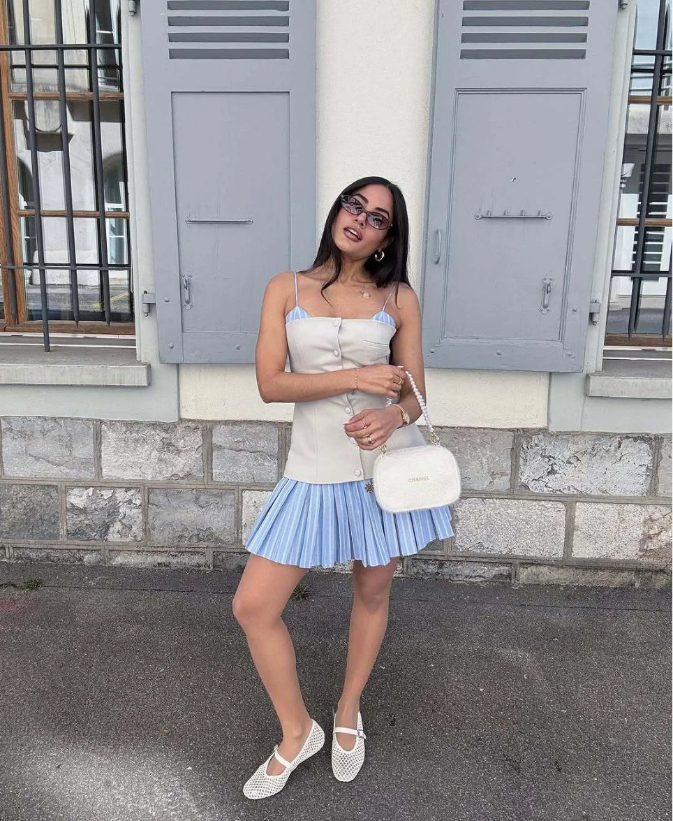 Trina Paskowane Mini Sukienka w Paski