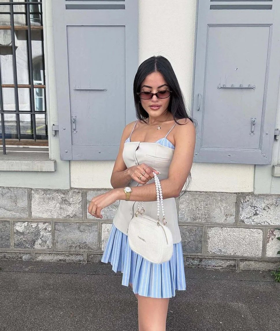 Trina Paskowane Mini Sukienka w Paski