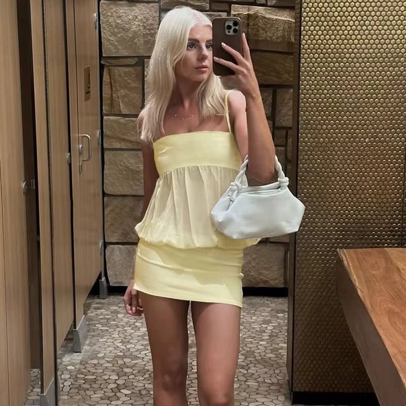 Celeste Sukienka Mini Bodycon z Siatki Bez Ramiączek