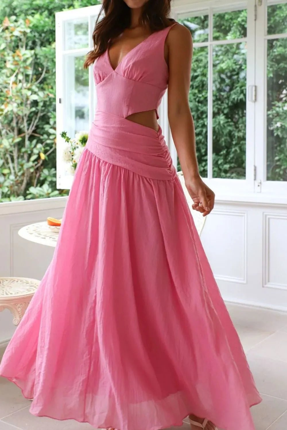 Lolita Wycięte Gerafftes Maxikleid