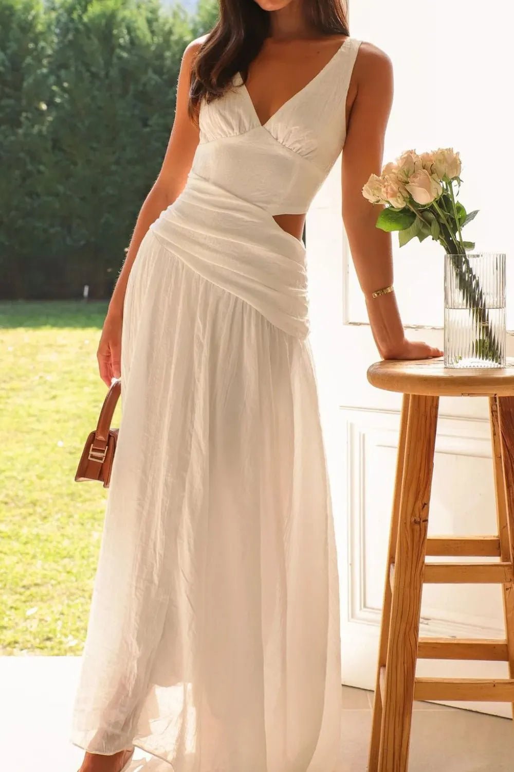 Lolita Wycięte Gerafftes Maxikleid