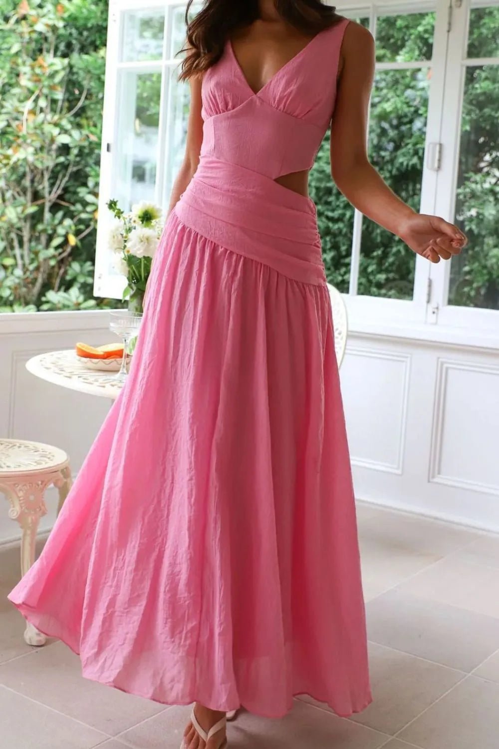 Lolita Wycięte Gerafftes Maxikleid
