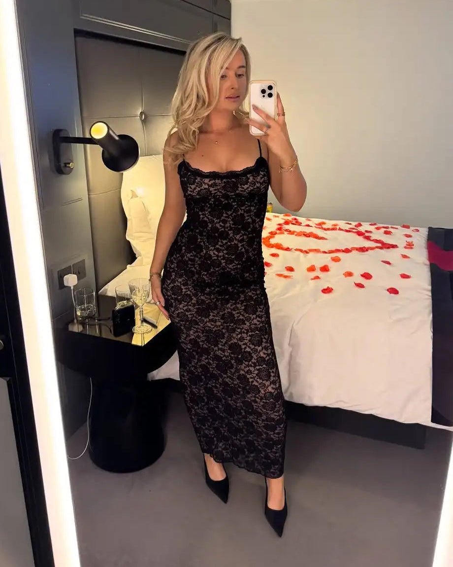 Sukienka maxi z koronką Nina off-shoulder