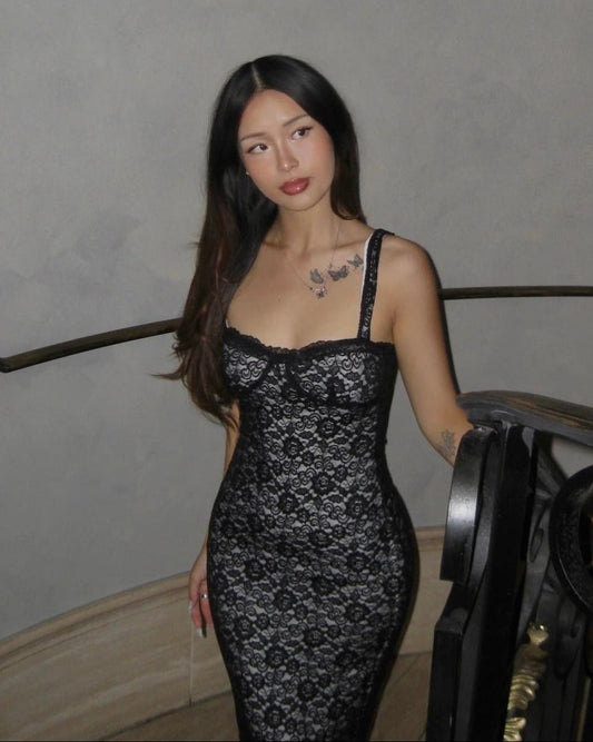 Sukienka maxi z koronką Nina off-shoulder