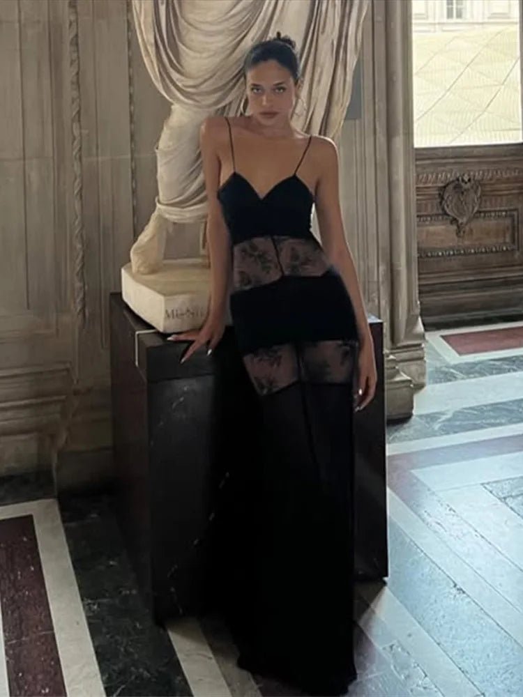 Ravenna Maxikleid z przezroczym koronkowym wykończeniem