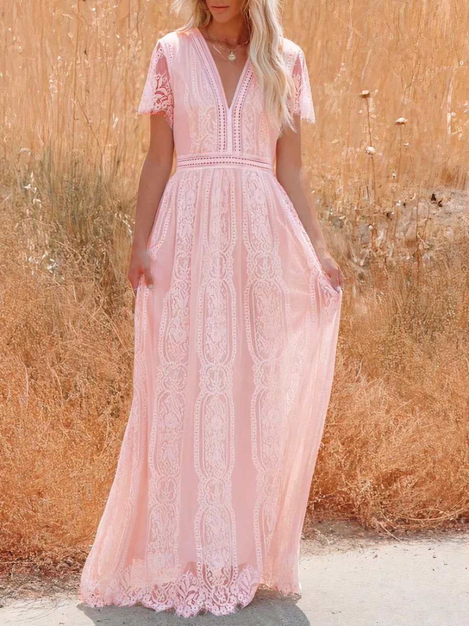 Sukienka maxi Tilda Boho z koronką