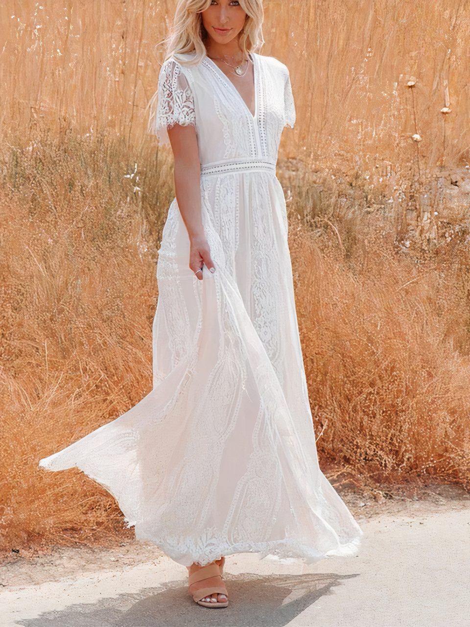 Sukienka maxi Tilda Boho z koronką