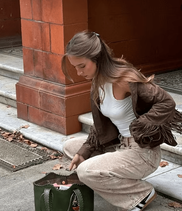 Kurtka skórzana Sophia z frędzlami