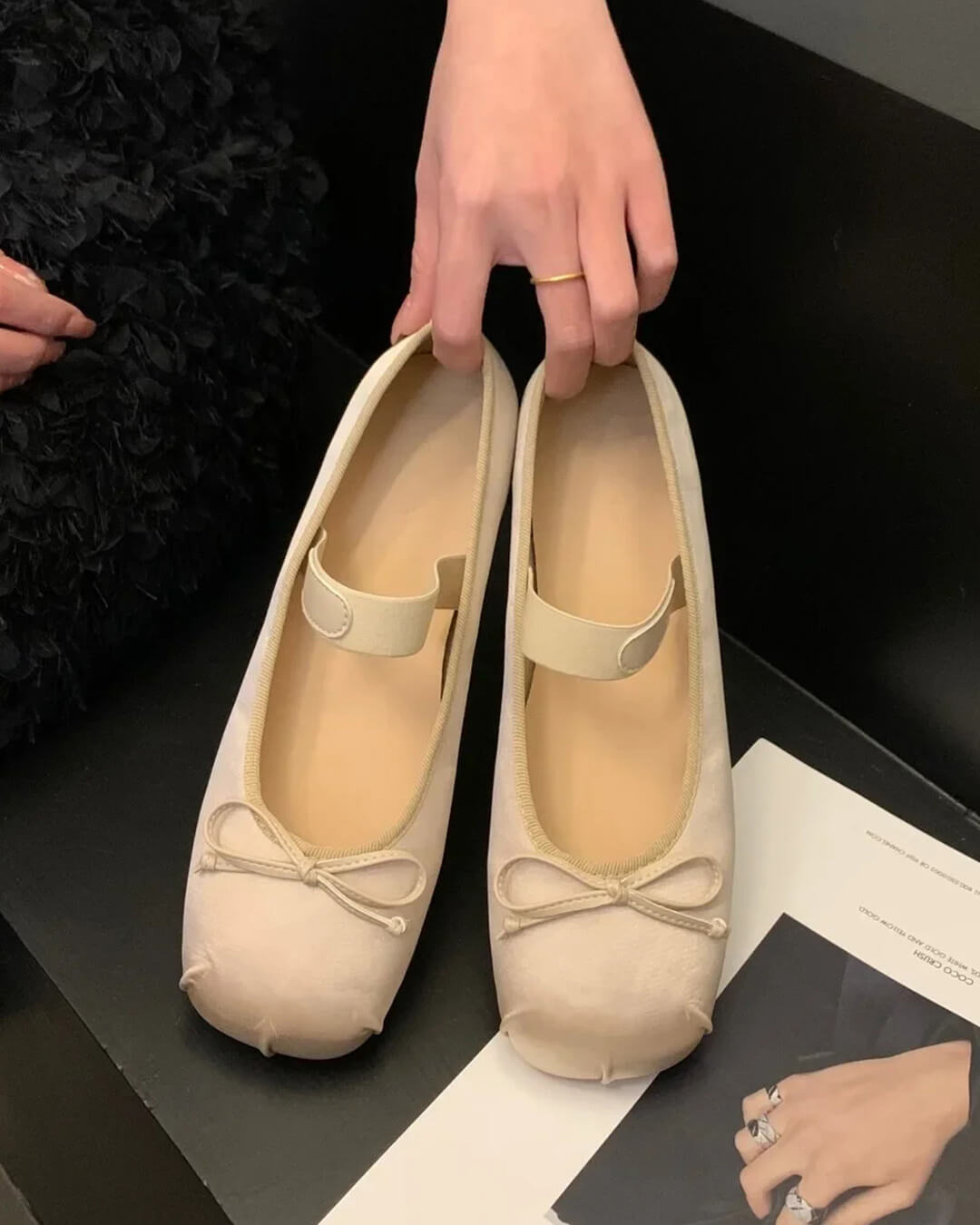 Baleriny Pamela Satin z kokardą