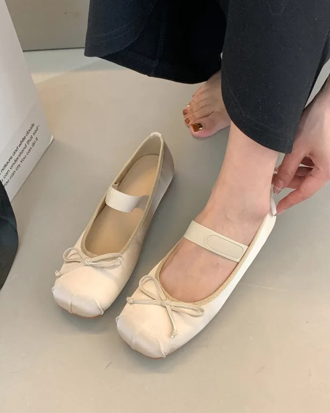 Baleriny Pamela Satin z kokardą