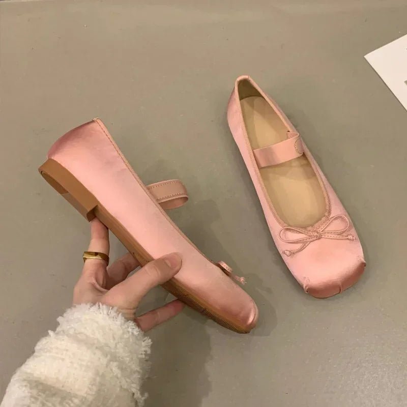 Baleriny Pamela Satin z kokardą