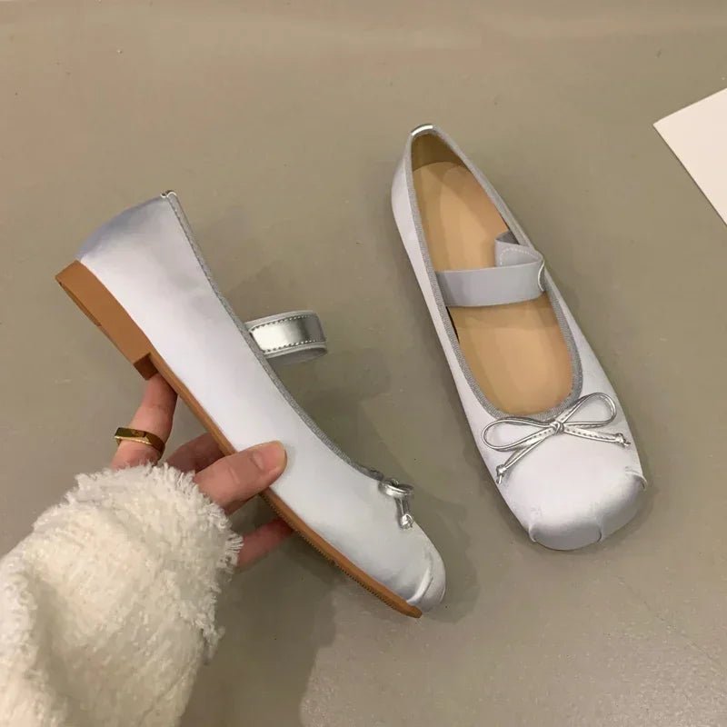 Baleriny Pamela Satin z kokardą