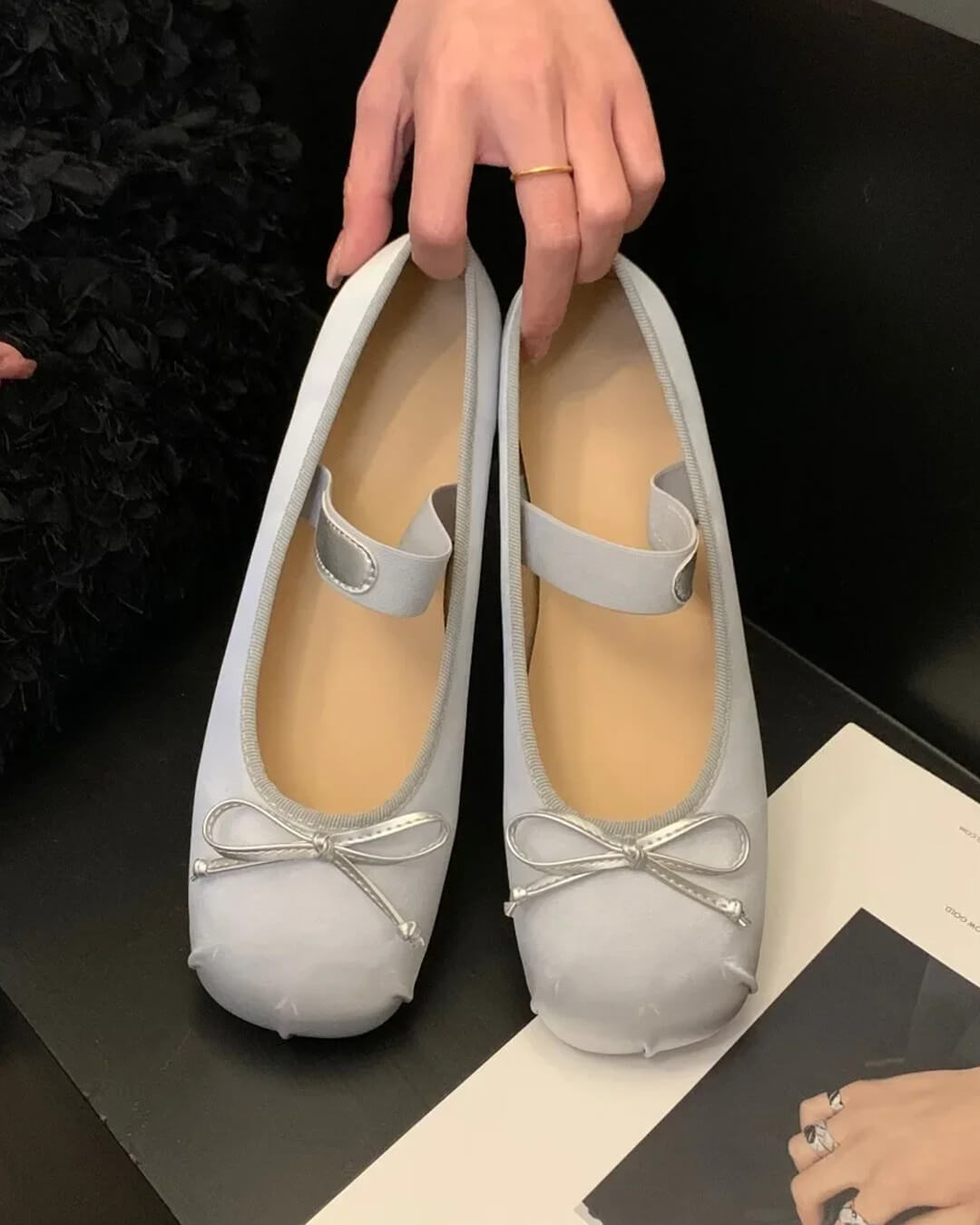 Baleriny Pamela Satin z kokardą