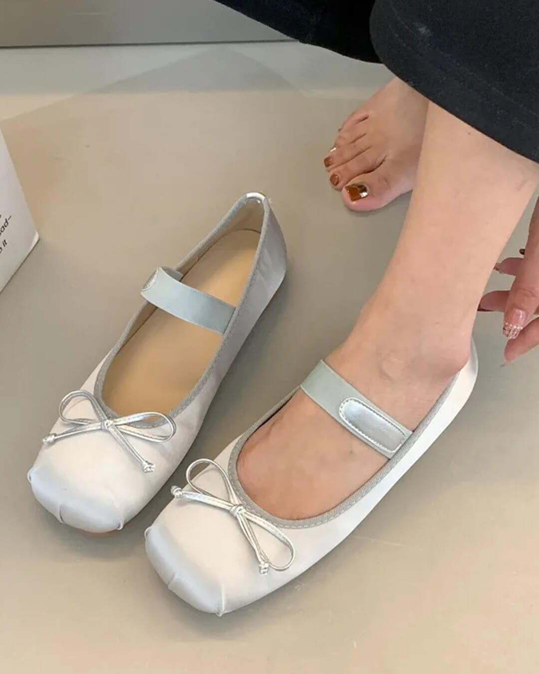 Baleriny Pamela Satin z kokardą
