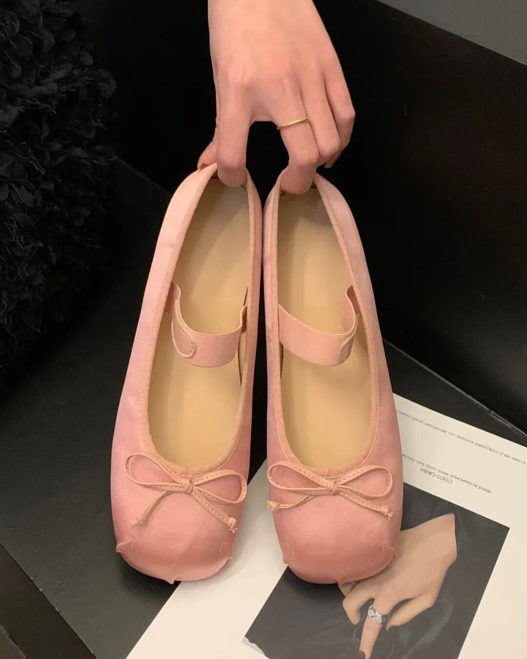 Baleriny Pamela Satin z kokardą