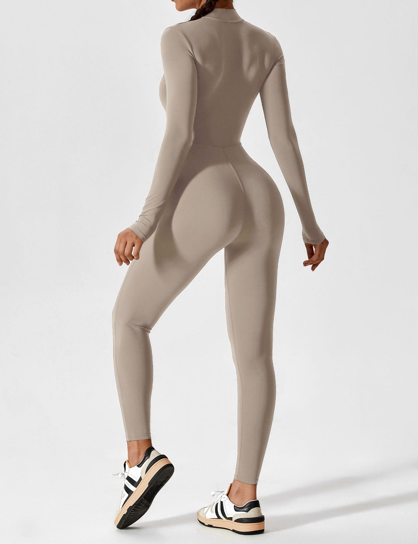 Kombinezon z Długim Rękawem na Zamek – Elastyczny Jednoczęściowy Strój Sportowy