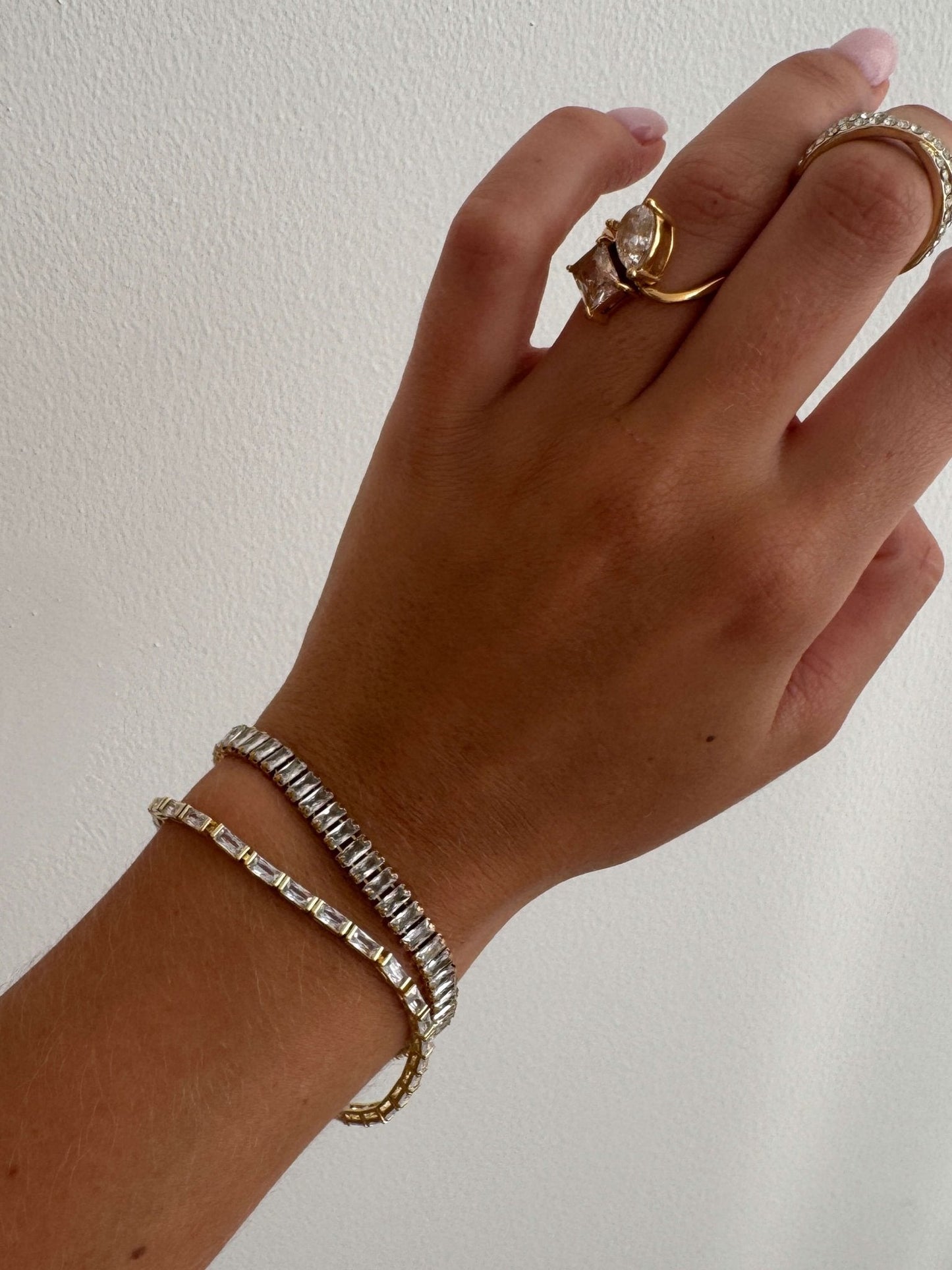 Baguette-Schliff Zirkonia Tennisarmband