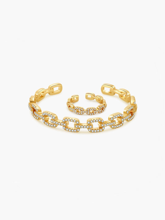 Fenella Verstellbares Zirkonia-Glieder-Ring- & Armband-Set