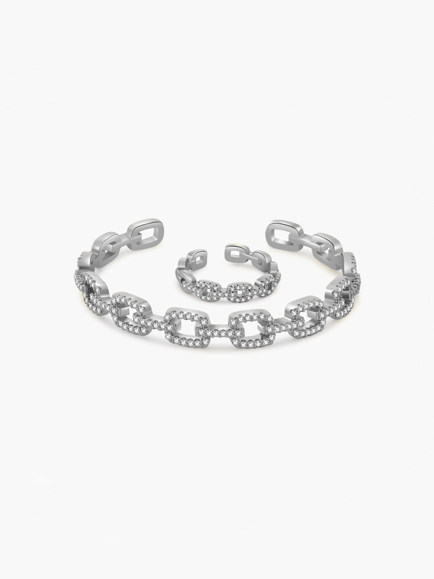 Fenella Verstellbares Zirkonia-Glieder-Ring- & Armband-Set