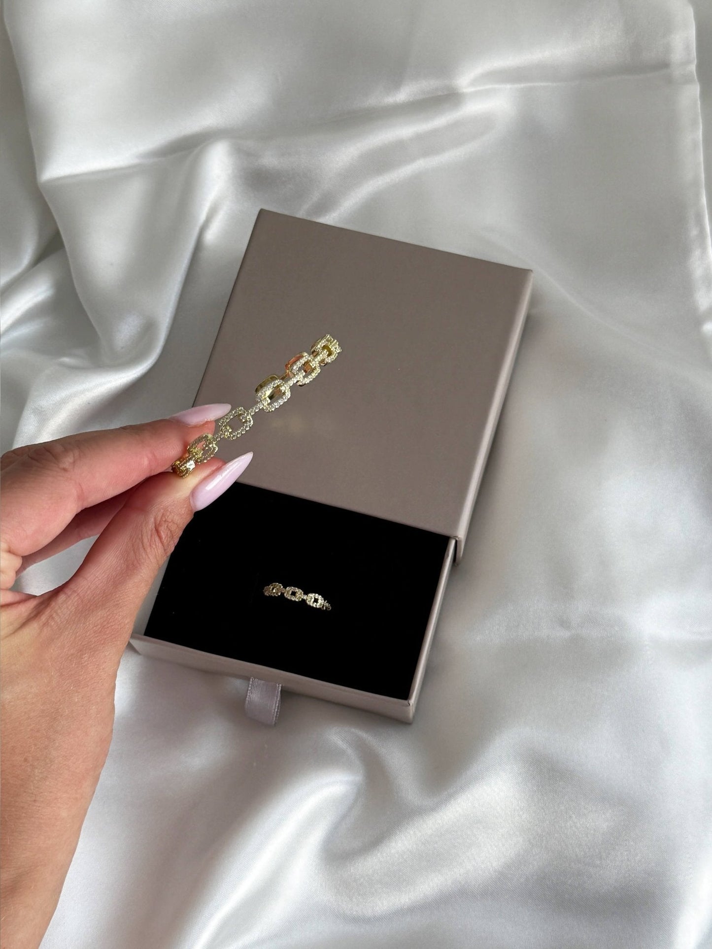 Fenella Verstellbares Zirkonia-Glieder-Ring- & Armband-Set