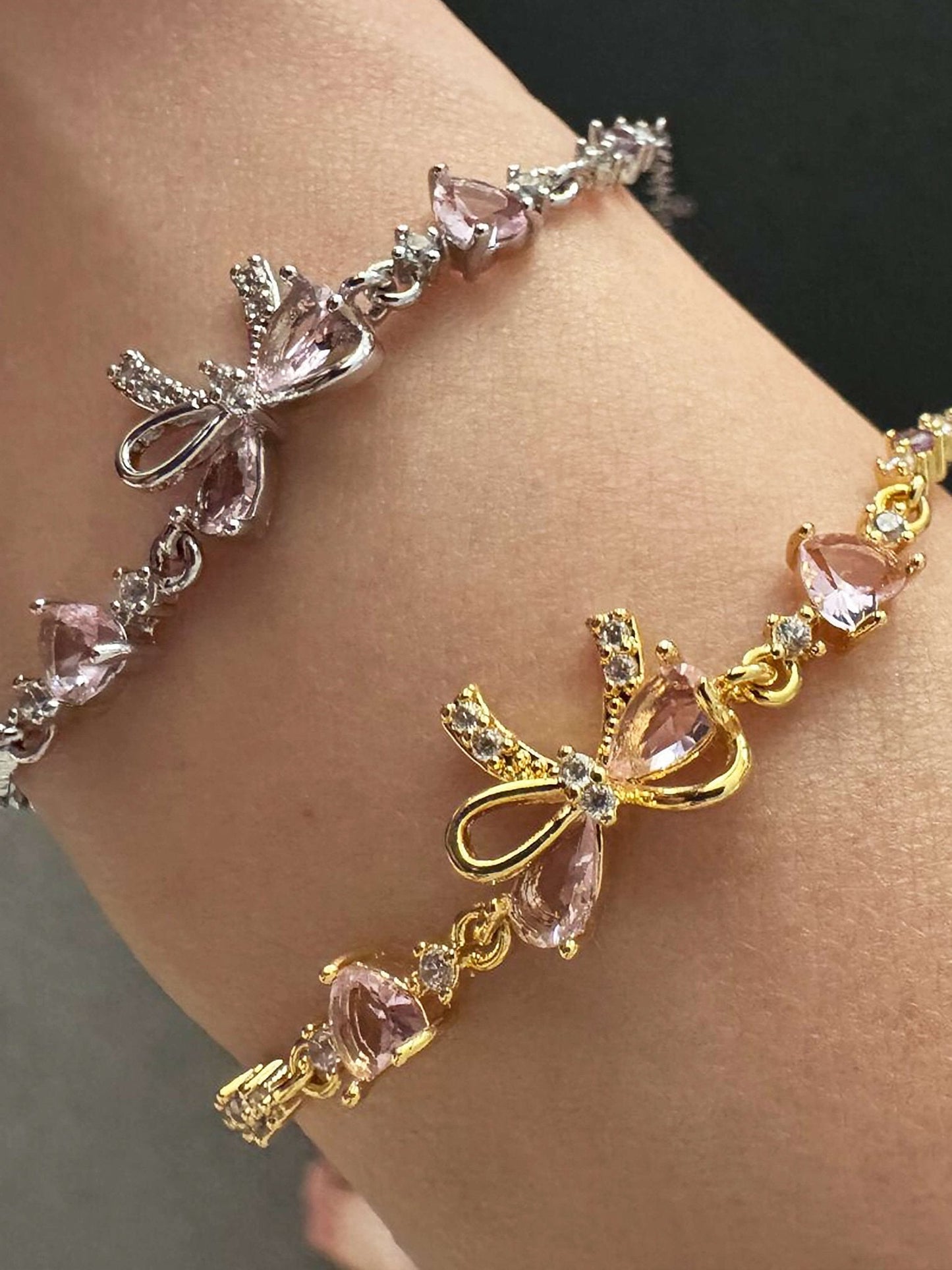 Jasmin Zirkonia Schleifen-Detail Kettenarmband
